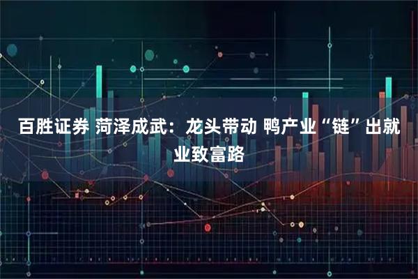 百胜证券 菏泽成武：龙头带动 鸭产业“链”出就业致富路