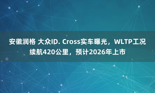 安徽润格 大众ID. Cross实车曝光，WLTP工况续航420公里，预计2026年上市