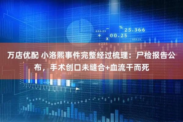 万店优配 小洛熙事件完整经过梳理:尸检报告公布,手术创口未缝合+血流干而死